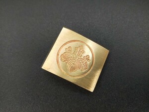 HB02　はばき　家紋の図　五三の桐　銅製　彫刻　金工　ハバキ　日本刀装具　刀剣美術　現代品