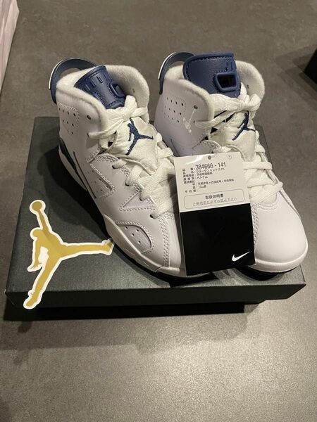 新品未使用 ナイキ NIKE ジョーダン6 レトロ JORDAN 6 RETRO PS 17cm ホワイト ミッドナイトネイビー