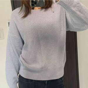 薄手ニット リボン トップス 春服 長袖 キレイめニット