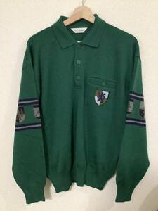 PIA SPORTS Piasports collar attaching long sleeve knitted sweater Golf wear green gentleman clothes old clothes L