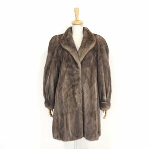 美品【 Belle Vision◆THE AMERICAN FUR AWARDS★5 】高級毛皮　ブルーアイリスミンク◆ロングコート/90cm丈　ダークグレー◆T226T