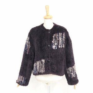 美品【 Paula Lishman Knit Fur★￥1000～ 】レア　高級毛皮　シェアードビーバー◆ショートコート/50cm丈　カラーレス　ヤーン加工◆T291T