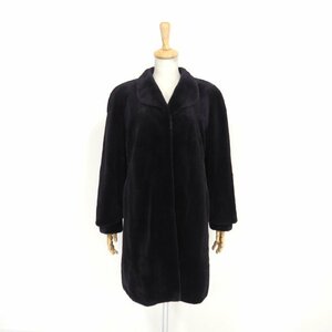 美品【 FUR FLASH ★ ベーシック 】高級毛皮　シェアードミンク◆ロングコート/92cm　トライアングルカラー　ダークネイビー◆T322T