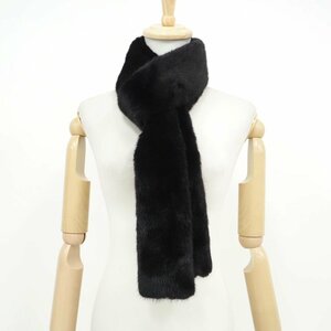 美品【 KOPENHAGEN FUR / 両面毛皮 / レアデザイン 】￥1000～ 高級毛皮 ブラックミンク ◆マフラー兼スヌード 幅:10cm ◆ブラック ◆T150Y