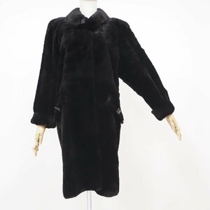 美品【 Rozen Fur / レアデザイン / 袖丈調整可 】高級毛皮 シェアードウィーゼル ◆ロングコート 93cm丈 ◆ブラック ◆サイズ FREE◆T331Y