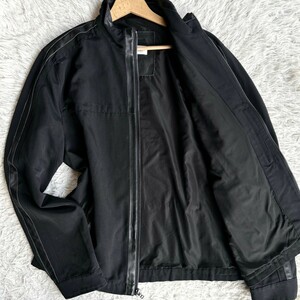 美品！Calvin Klein【大人のお洒落】カルバンクライン ラムレザー切り替え ブルゾン ジャケット 羊革 ブラック メンズ シングルライダース