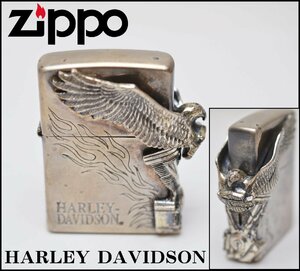 ZIPPO ハーレーダビッドソン オイルライター 1999年製 E XV シルバー 火花のみ確認済 ジッポ HARLEY DAVIDSON U.S.A.製