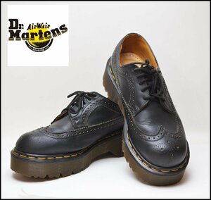 良品 Dr.Martens ドクターマーチン イエローステッチ ブローグシューズ 3989 ブラック UK7 レザー 靴