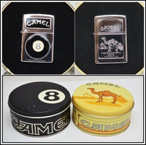 2点セット 希少 未使用 ZIPPO CAMEL 8 ボール / ラクダ ライター シルバー 缶ケース付 ジッポ キャメル