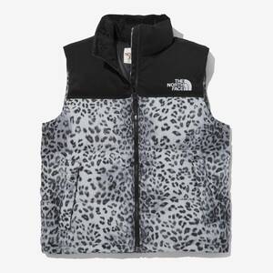 ノースフェイス ホワイトレーベル Mノベルティ ヌプシ ダウンベスト レオパード ヒョウ NOVELTY NUPTSE DOWN VEST P SILVER WHITE SAND