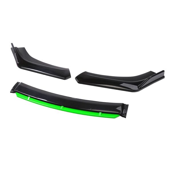 新品 汎用フロントバンパー リップ スポイラー 保護フロントスポイラー 黒&緑