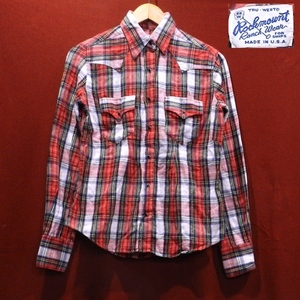 Rockmount ロックマウント USA製 90's オールド ビンテージ ウエスタンシャツ ネルシャツ長袖シャツ デザインシャツ 赤 レディース S