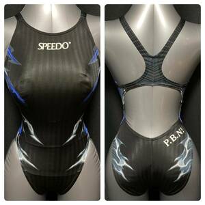 SPEEDO ハイカット 競泳水着 Lサイズ P.B.N!マーキング アクアブレード 縦縞模様 マーキュライン アクセライン スピード MIZUNO ミズノ