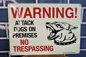 新品 SECURITY SIGN　WARNING　DOG　猛犬注意　セキュリティ　看板　蓄光 メタルサイン 世田谷ベース　防犯