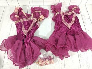 【12yt343】ダンス バレエ ドレス衣装×2点 カーテンコールコスチューム 紫 サイズ：12C・14C◆P25