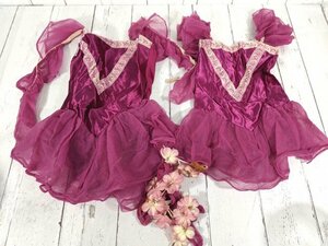 【12yt339】ダンス バレエ ドレス衣装×2点 カーテンコールコスチューム 紫 サイズ：12C・14C◆P25