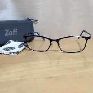 MO■Zoff SMART ゾフスマート メガネ ZJ61046D B-1 ケース/クリーンクロス付き 度付きレンズ入り スクエア型 フルリム 軽量 ブラック 眼鏡