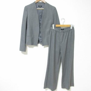 美品 20AW Theory セオリー LIGHT SAXONY ノーカラージャケット＋クロップドイージーパンツ セットアップ スーツ サイズ0 グレー