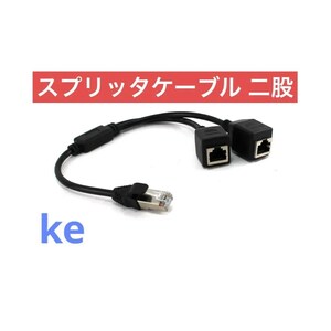 LANケーブル 分岐ケーブル 二股 分配 アダプター コネクタ RJ45分配器C