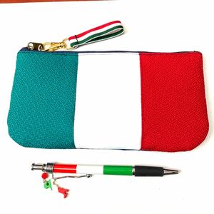 No.198 イタリアカラー　ペンポーチ　ハンドメイド　イタリアボールペン付き