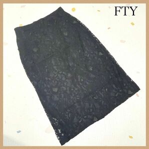 【FTY】ロングスカート40 ブラック/黒色 花柄 レトロ フレアスカート