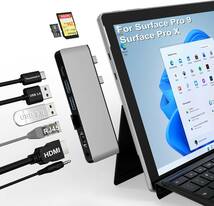 送料無料★Surface Pro 9 USB ハブ 4K HDMI、USB-C Thunderbolt 4 (8K@30Hz ディスプレイ+40Gデータ+100W充電)、100M LAN、2xUSB3._画像1