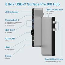 送料無料★Surface Pro 9 USB ハブ 4K HDMI、USB-C Thunderbolt 4 (8K@30Hz ディスプレイ+40Gデータ+100W充電)、100M LAN、2xUSB3._画像2