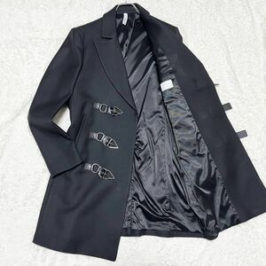 美品 ZARA MAN【極上デザイン】チェスター ロングコート XL 大きいサイズ ブラック サイドベルト アクリルウール メンズ ザラ マン 1円〜