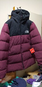 送料無料 海外正規 新品未使用 タグ付 ザ ノースフェイス UX DOWN JACKET M(L) マルーン×黒 North Face ダウン ジャケット 