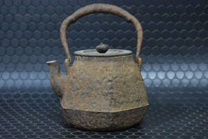 うぶ品　時代物　龍文堂造　六角鉄瓶 銅蓋　茶道具　古美術品　