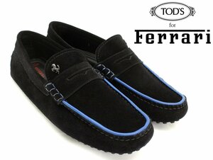 11万新品◆5=24cm◆TOD'S for Ferrari◆トッズ×フェラーリコラボ 黒×青ドライビングシューズGOMMINI 1円