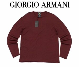 28万新品◆54=XL◆黒ラベル◆GIORGIO アルマーニ カシミア混ニット茶赤 1円