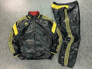 Wl405 ADIDAS アディダス プロフェッショナル ウィンドブレーカー ジャージ ピステ シャカシャカ セットアップ 上下 野球 黒×金 メンズ XO