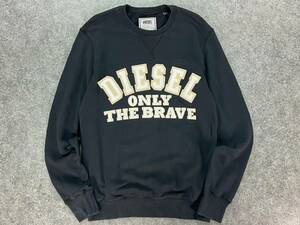 Wl524 正規品 DIESEL HERITAGE ディーゼル スウェット トレーナー Vガゼット ワッペン 刺繍 黒 USED・ヴィンテージ加工 メンズ