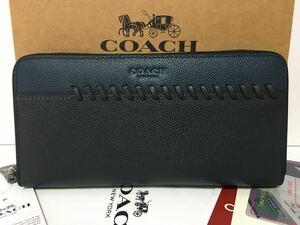 【未使用・送料無料】COACH 長財布★ラウンドファスナー　F21369 ベースボールステッチ★コーチ