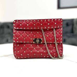 ヴァレンティノ スパイク ロックスタッズ 2way ショルダーバッグ 赤
