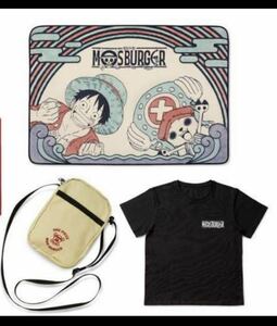 新品　モスバーガー2024 ONE PIECE ワンピース 大きなふわふわブラウンケット オリジナルTシャツ ミニショルダーバッグ　 ３点セット福袋