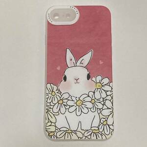 新品　iPhoneSE2.3 7/8ケース 花畑のウサギ柄　うさぎ　兎　ピンク　パステル　動物　アニマル　干支　フラワー　かわいい　癒し