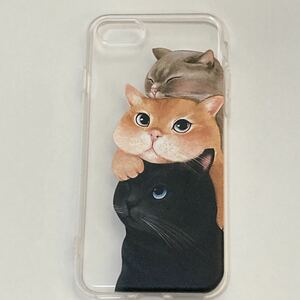 iphoneケース　7/8/SE2.3用 猫のスマホケース　cat かわいい 可愛い癒し ねこ アニマル 動物ネコ イラスト キャラクター シリコンケース