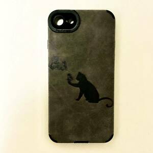  new goods iphone case 7/8/SE2.3 for suede manner material slip prevention .. feeling. is good cat. smartphone case lovely .. man woman synthetic leather manner gray 