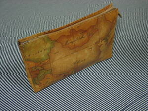 PRIMA CLASSE Prima Classe ALVIERO MARTINI second bag pouch map pattern Brown Italy made storage goods Vintage 