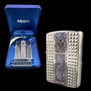 【KF0793】ZIPPO Armor Case ZIPPOライター 深彫ダイヤカット マーブルエポキシ研ぎ出し加工 喫煙具 喫煙グッズ 共箱