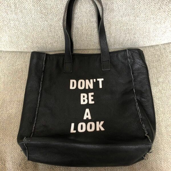 値下げ不可　ヴィンテージ加工　MOUSSY / don't be a lookトートバッグ 本革