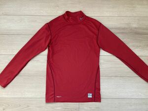 ☆美品 NIKE PRO コンプレッション M 長袖 赤 ナイキプロ モックネック レッド シャツ ギア