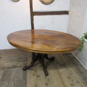 イギリス アンティーク 家具 コーヒーテーブル センターテーブル 象嵌 木製 マホガニー 英国 TABLE 6739c