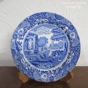 イギリス製 SPODE スポード ブルーイタリアン ケーキプレート ブルーアンドホワイト お皿 1938年 アンティーク 英国 plate 1328sc