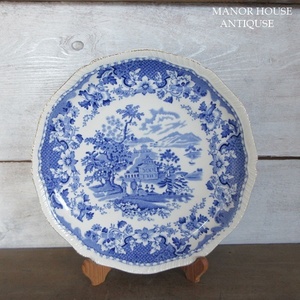 イギリス製 Wood & Son ディナープレート 盛皿 お皿 ブルーアンドホワイト 1891～1907年 アンティーク 英国 plate 1329sc