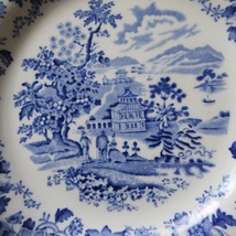 イギリス製 Wood & Son ディナープレート Seaforth お皿 ブルーアンドホワイト 1891～1907年 アンティーク 英国 plate 1331sc_画像6