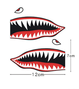 ステッカー 12*7.cm 2枚セット サメ シャーク カーチスP40 戦闘機 デカール 車 バイク ヘルメット 自転車 アウトドア 防水 耐水 シール
