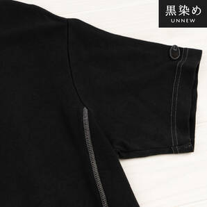 01085【黒染め】Champion Tシャツ 半袖 REVERSE WEAVE リバースウィーブ ヘンリーネック ブラック メンズ Mの画像2